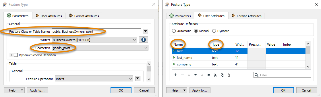 Viewing schema on a writer feature type